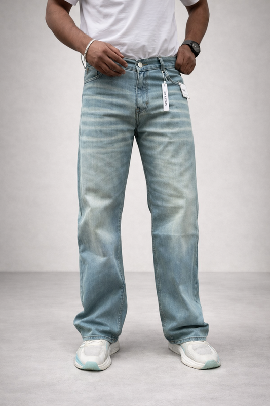 BRADBIRDs Goofy Straight Fit Jeans – Light Wash Relaxed Denim for Men