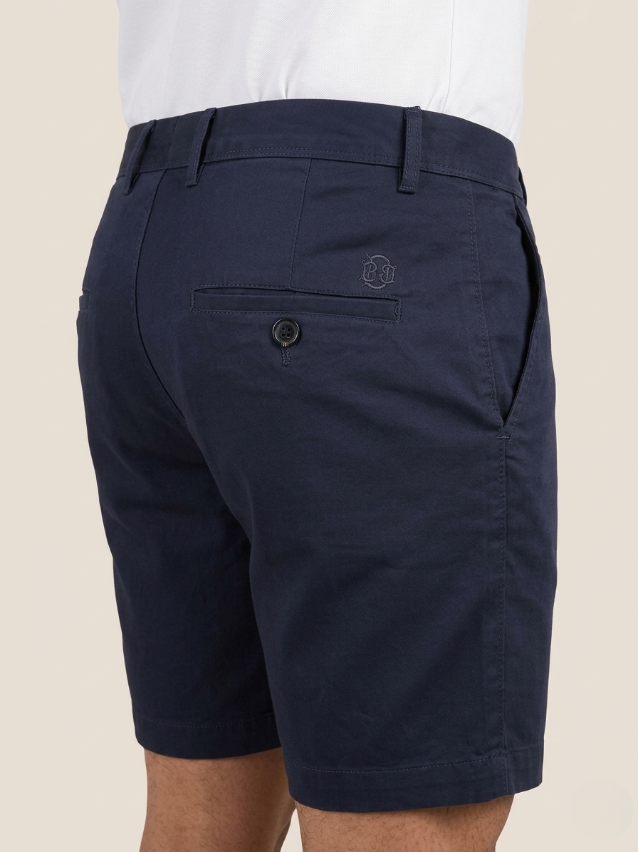 Premium Navy Blue Chino Shorts - Slim Fit Casual Cotton Shorts