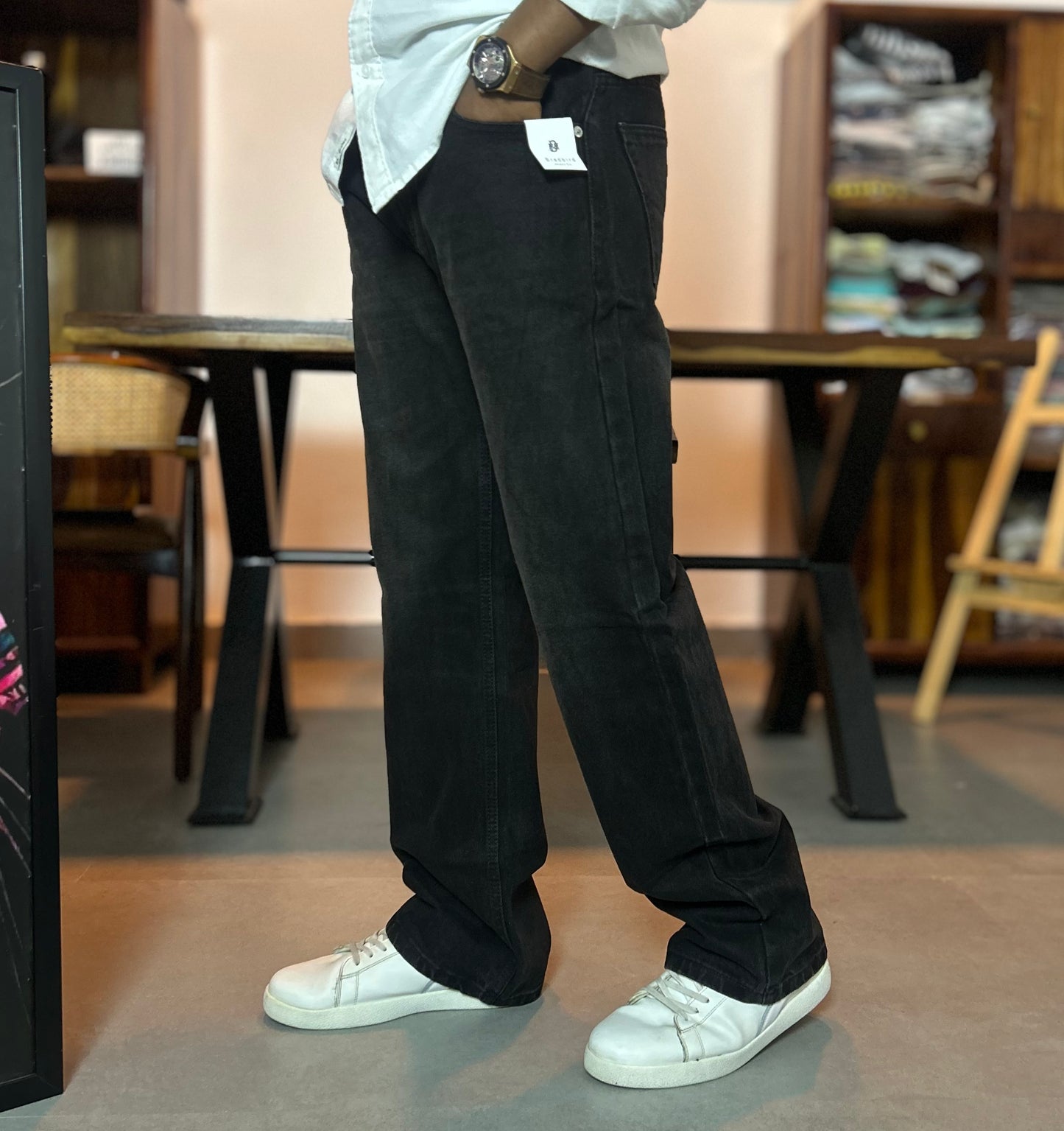 Black Shaded Straight Fit Jeans