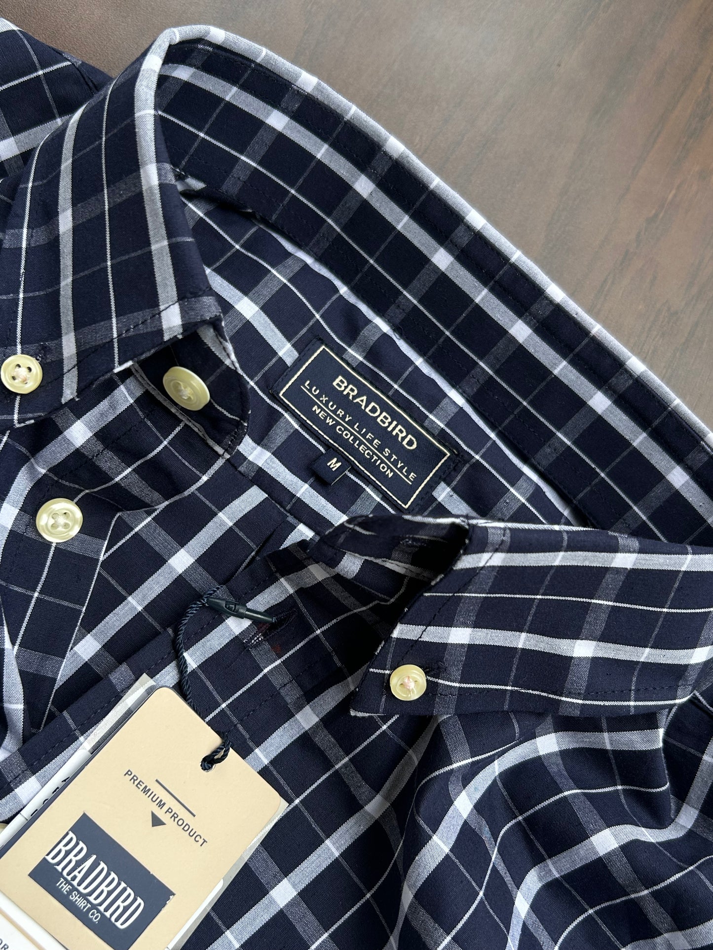 Bradbird Navy White Checks Shirt