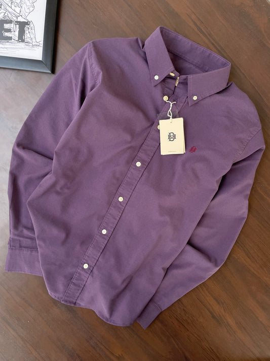 Bradbird Premium Deep Purple Oxford Cotton Shirt for Men - Slim Fit