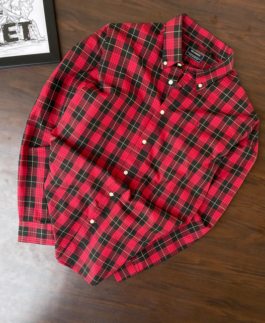 Plus Size Red & Black Buffalo Check Shirt - Premium Cotton Comfort Fit (3XL - 5XL)