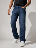 Straight Fit Denim Jeans – Deep Indigo Wash Denim
