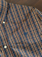 Mustard & navy multi-check shirt chest with embroidered logo and buttons