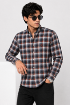 Men's Rust & Slate Navy Checked Shirt | Premium Casual Cotton Shirt | Bradbird