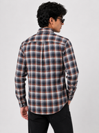 Men's Rust & Slate Navy Checked Shirt | Premium Casual Cotton Shirt | Bradbird