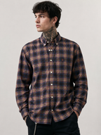 Charcoal & Warm Tan Checked Shirt | Premium Cotton Shirt | Bradbird