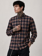 Charcoal & Warm Tan Checked Shirt | Premium Cotton Shirt | Bradbird