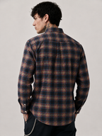 Charcoal & Warm Tan Checked Shirt | Premium Cotton Shirt | Bradbird