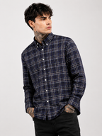 Midnight Navy & Ice Blue Checked Shirt | Premium Cotton Shirt | Bradbird