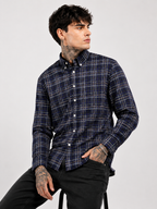Midnight Navy & Ice Blue Checked Shirt | Premium Cotton Shirt | Bradbird