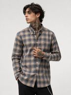 Beige & Steel Blue Checked Shirt | Premium Cotton Shirt | Bradbird