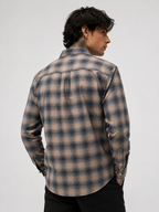 Beige & Steel Blue Checked Shirt | Premium Cotton Shirt | Bradbird