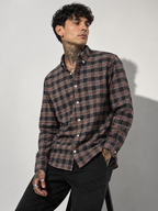 Dark Plaid Checked Shirt | Premium Casual Cotton Shirt | Bradbird