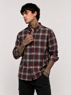 Maroon & Grey Checked Shirt | Premium Casual Cotton Shirt | Bradbird