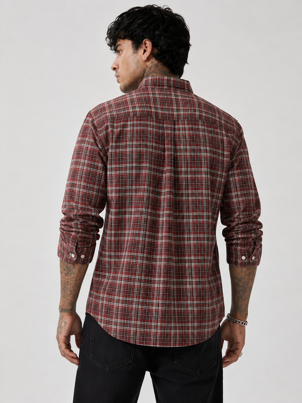 Brick Red & Cream Checked Shirt | Premium Cotton Casual Shirt | Bradbird