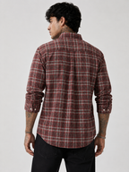 Brick Red & Cream Checked Shirt | Premium Cotton Casual Shirt | Bradbird