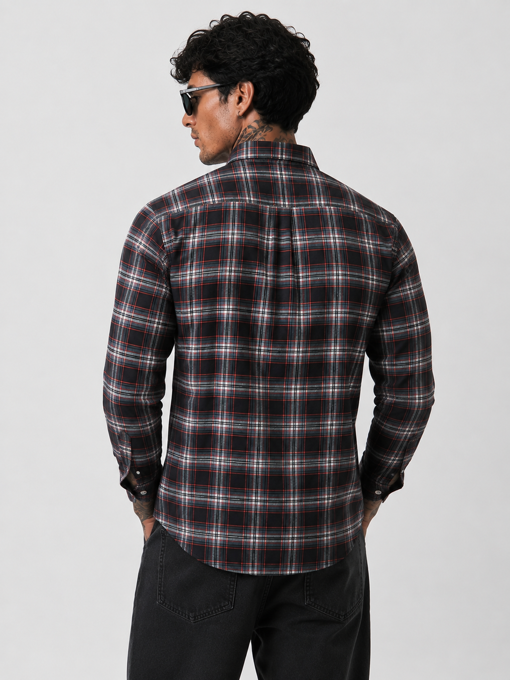 Premium Charcoal Plaid Long Sleeve Shirt | Bradbird