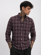 Maroon & Charcoal Checked Shirt | Premium Cotton Shirt | Bradbird