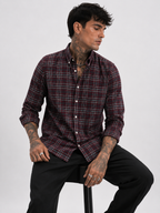 Maroon & Charcoal Checked Shirt | Premium Cotton Shirt | Bradbird