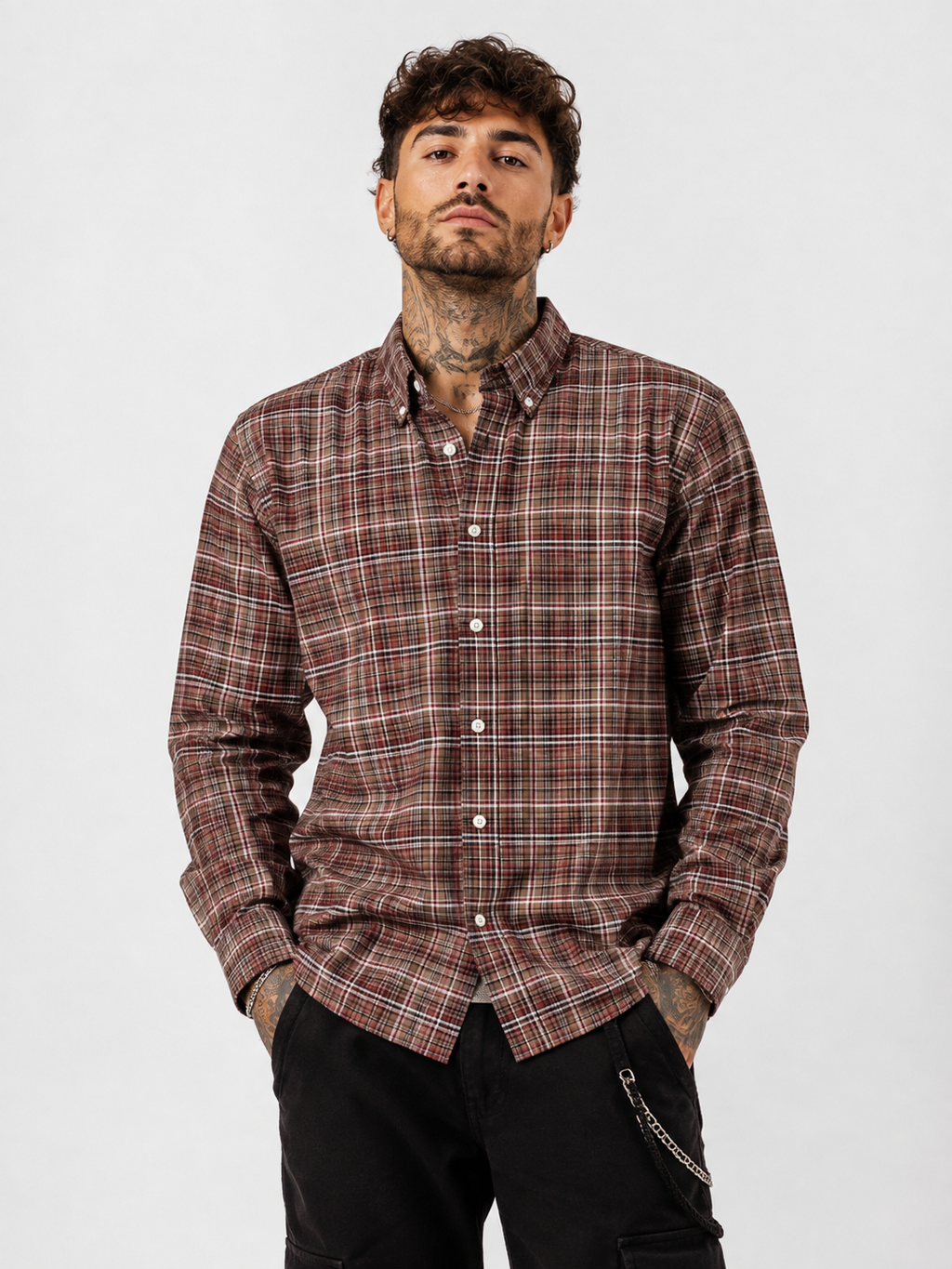 Earthy Brown & Rust Checked Shirt | Premium Cotton Shirt | Bradbird