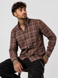 Earthy Brown & Rust Checked Shirt | Premium Cotton Shirt | Bradbird