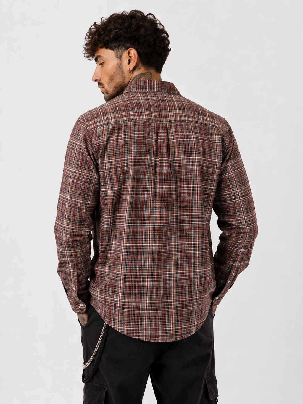Earthy Brown & Rust Checked Shirt | Premium Cotton Shirt | Bradbird
