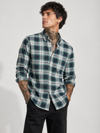 Emerald Green & Navy Checked Shirt | Premium Cotton Shirt | Bradbird