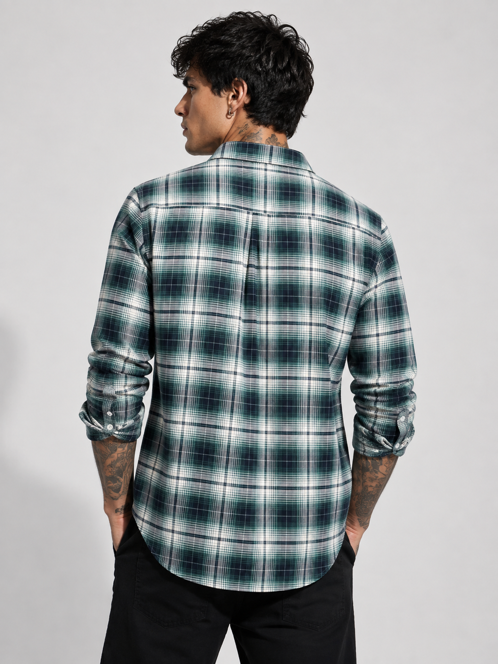 Emerald Green & Navy Checked Shirt | Premium Cotton Shirt | Bradbird
