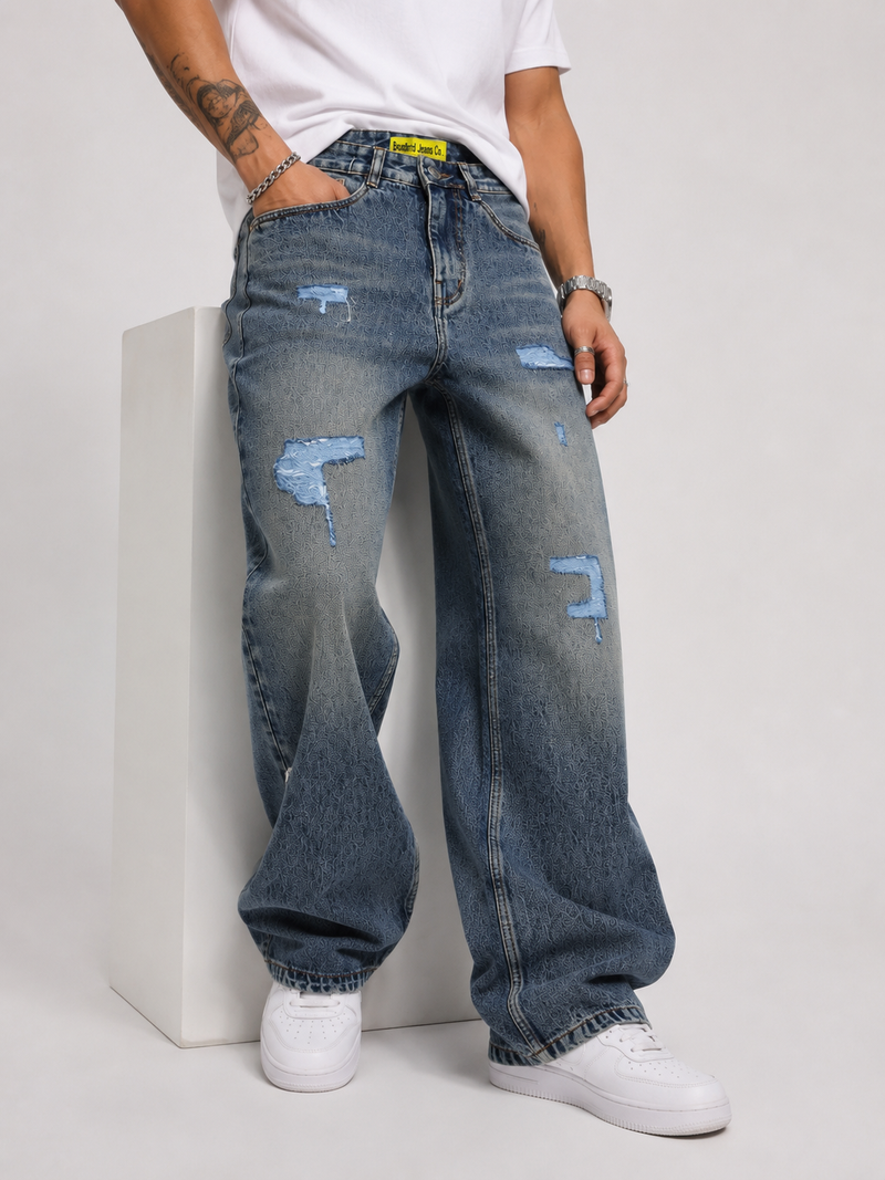 Distressed Goofy Fit Jeans | Men's Luxury Baggy Ripped Denim