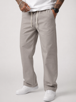 Straight Fit Drawstring Cotton Trousers