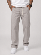 Straight Fit Drawstring Cotton Trousers