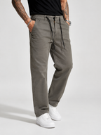 Straight Fit Drawstring Cotton Trousers