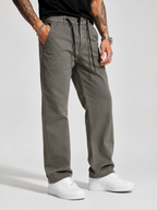 Straight Fit Drawstring Cotton Trousers