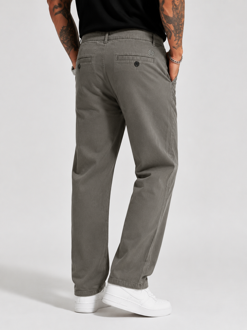 Straight Fit Drawstring Cotton Trousers