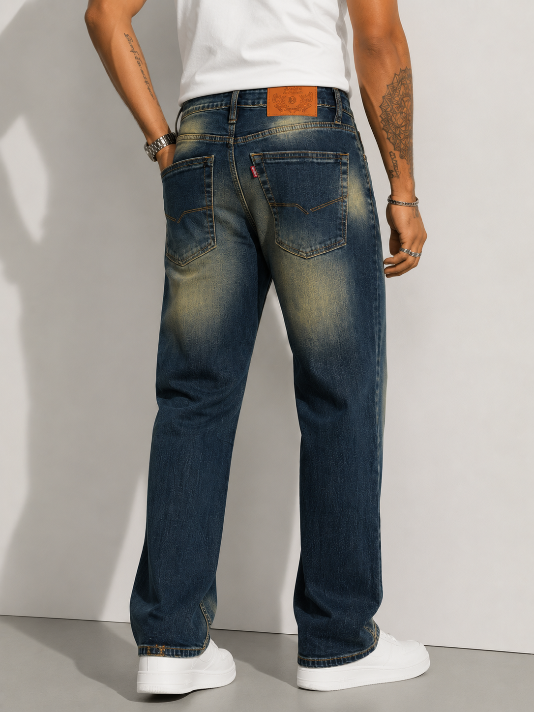 Dark Indigo Acid Tinted Straight Fit Jeans | Luxury Streetwear