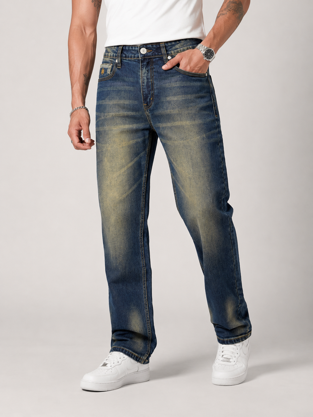 Deep Indigo Tinted Straight Fit Jeans for Men | Premium Streetwear
