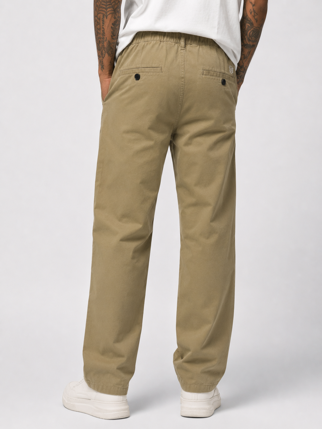 Straight Fit Drawstring Cotton Trousers