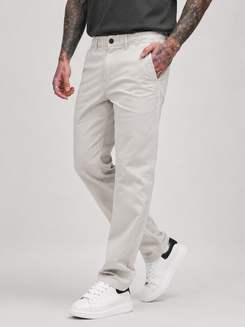 Straight Fit Drawstring Cotton Trousers