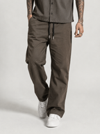 Straight Fit Drawstring Cotton Trousers