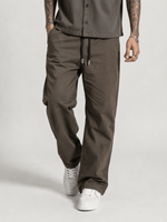 Straight Fit Drawstring Cotton Trousers