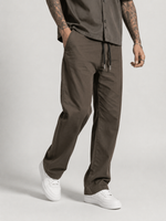 Straight Fit Drawstring Cotton Trousers