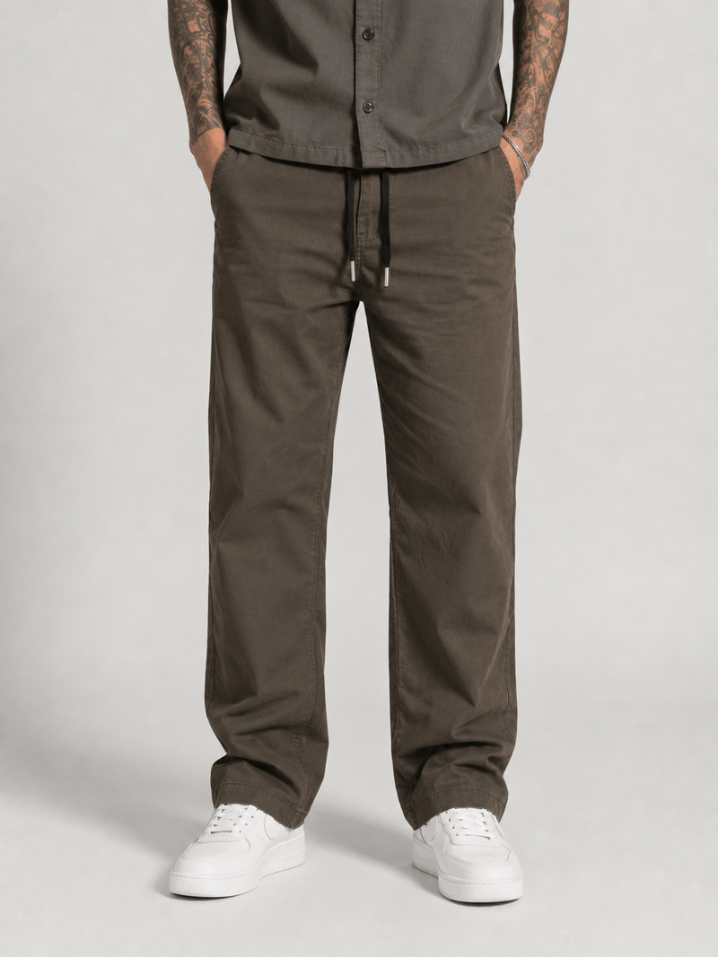 Straight Fit Drawstring Cotton Trousers