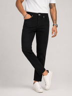 Jet Black Ankle Length Jeans for Men | Sleek Minimalist Denim