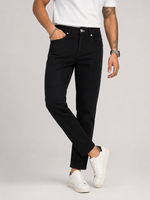 Jet Black Ankle Length Jeans for Men | Sleek Minimalist Denim