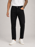 Jet Black Ankle Length Jeans for Men | Sleek Minimalist Denim