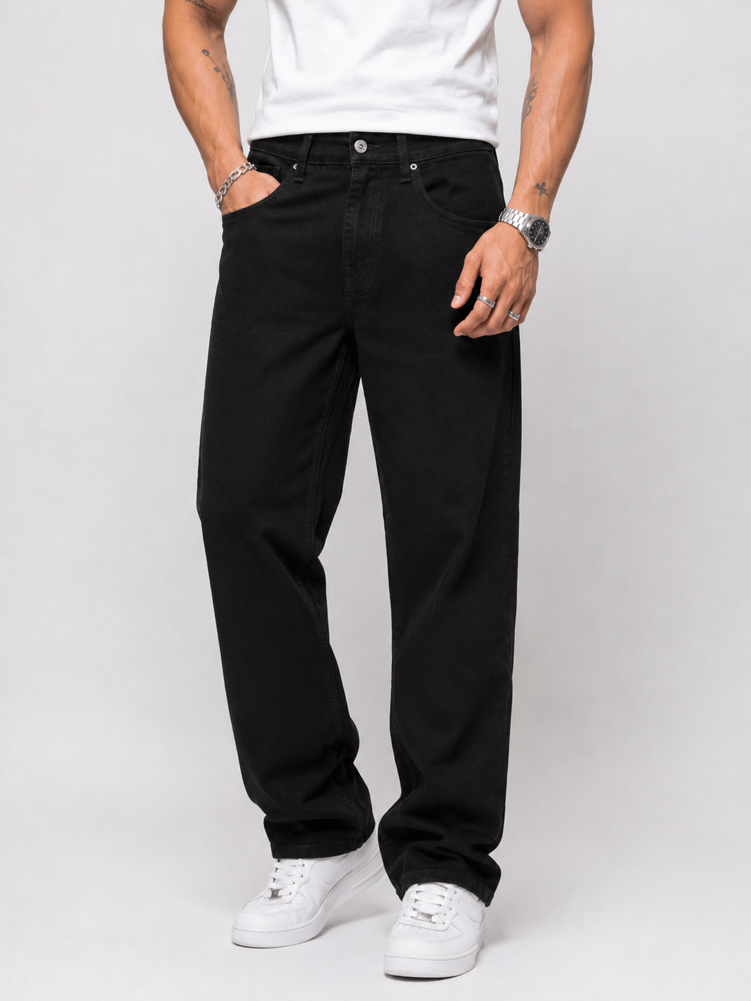 Black Straight Fit Jeans for Men | Luxury Streetwear Denim