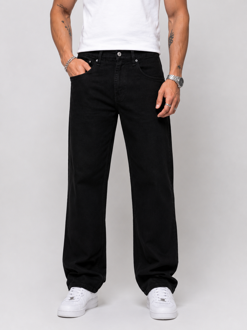 Black Straight Fit Jeans for Men | Luxury Streetwear Denim