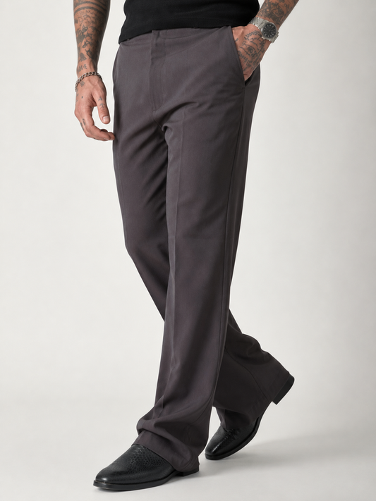 Cocoa Taupe Relaxed Fit Structured Korean Pants