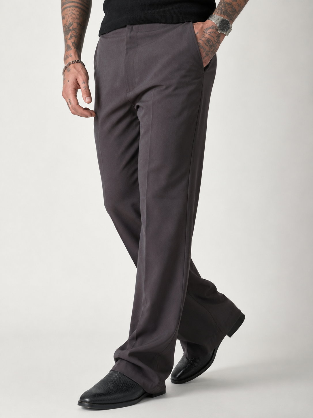 Cocoa Taupe Relaxed Fit Structured Korean Pants
